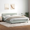 Cama box spring con colchón terciopelo gris claro 180x210 cm