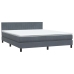 Cama box spring con colchón terciopelo gris oscuro 180x210 cm