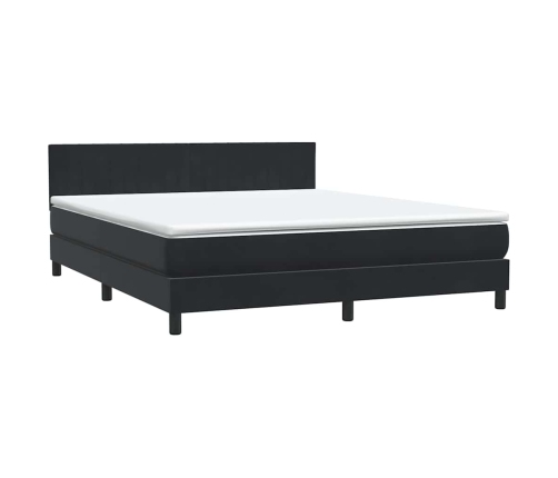 Cama box spring con colchón terciopelo negro 180x210 cm