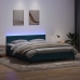 Cama box spring con colchón terciopelo azul oscuro 180x210 cm