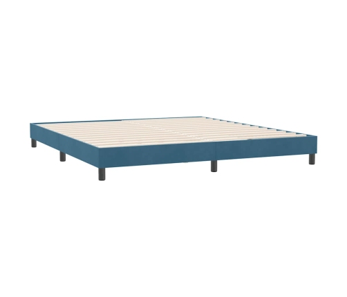 Cama box spring con colchón terciopelo azul oscuro 180x210 cm