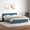 Cama box spring con colchón terciopelo azul oscuro 180x210 cm