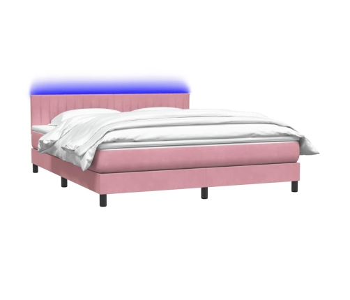 Cama box spring con colchón terciopelo rosa 180x210 cm