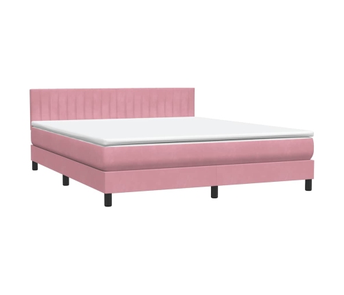 Cama box spring con colchón terciopelo rosa 180x210 cm