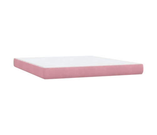 Cama box spring con colchón terciopelo rosa 180x210 cm