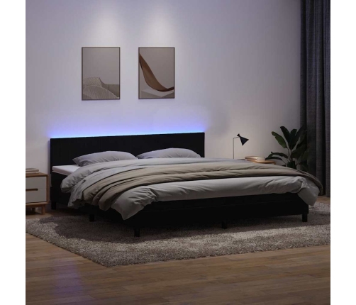 Cama box spring con colchón terciopelo negro 200x210 cm