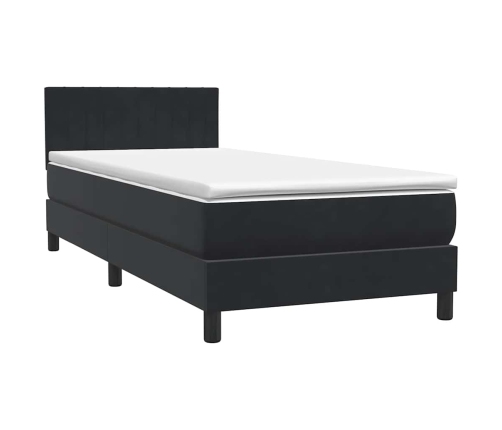 Cama box spring con colchón cuero sintético negro 80x220 cm