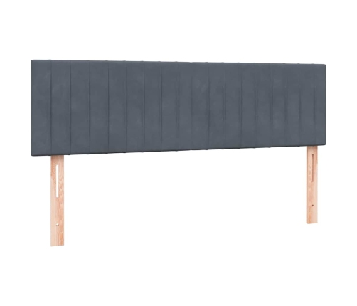 Cama box spring con colchón terciopelo gris oscuro 160x220 cm