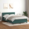 Cama box spring con colchón terciopelo verde oscuro 160x220 cm