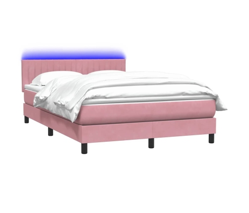 Cama box spring con colchón terciopelo rosa 160x220 cm