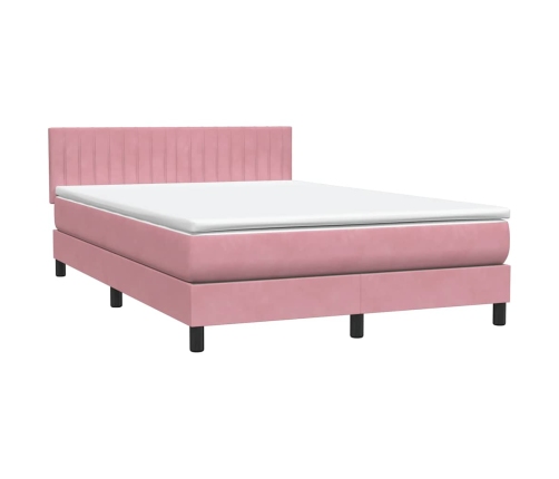 Cama box spring con colchón terciopelo rosa 160x220 cm