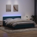 Cama box spring con colchón terciopelo azul oscuro 180x220 cm