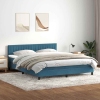 Cama box spring con colchón terciopelo azul oscuro 180x220 cm