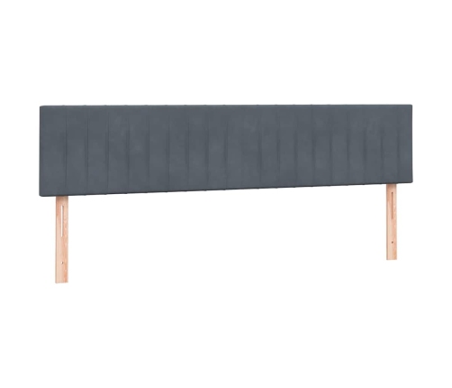 Cama box spring con colchón terciopelo gris oscuro 200x220 cm