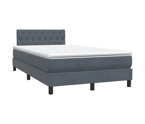 Cama box spring con colchón terciopelo gris oscuro 120x210 cm