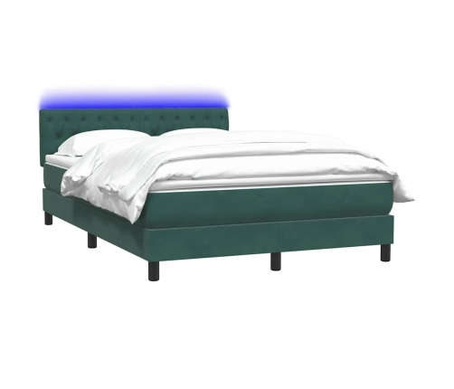 Cama box spring con colchón terciopelo verde oscuro 140x210 cm