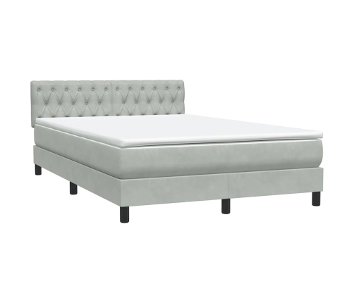 Cama box spring con colchón terciopelo gris claro 160x210 cm