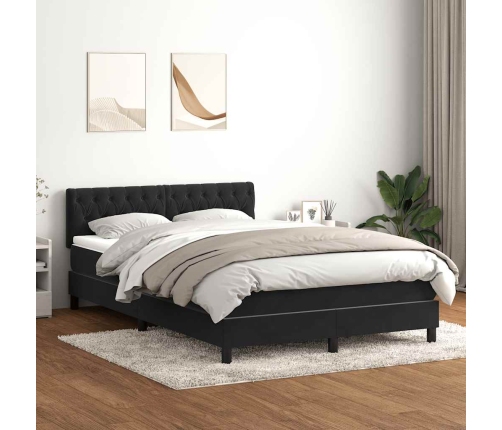 Cama box spring con colchón terciopelo negro 160x210 cm