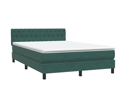 Cama box spring con colchón terciopelo verde oscuro 160x210 cm