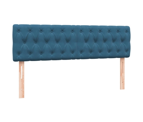 Cama box spring con colchón terciopelo azul oscuro 160x210 cm