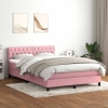 Cama box spring con colchón terciopelo rosa 160x210 cm