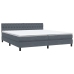 Cama box spring con colchón terciopelo gris oscuro 180x210 cm