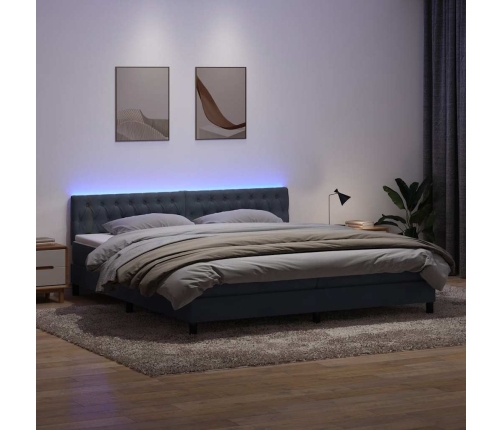 Cama box spring con colchón terciopelo gris oscuro 180x210 cm