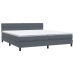 Cama box spring con colchón terciopelo gris oscuro 200x210 cm