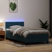 Cama box spring con colchón terciopelo azul oscuro 90x220 cm