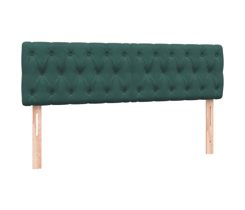 Cama box spring con colchón terciopelo verde oscuro 160x220 cm