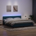 Cama box spring con colchón terciopelo azul oscuro 200x220 cm