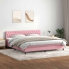 Cama box spring con colchón terciopelo rosa 200x220 cm