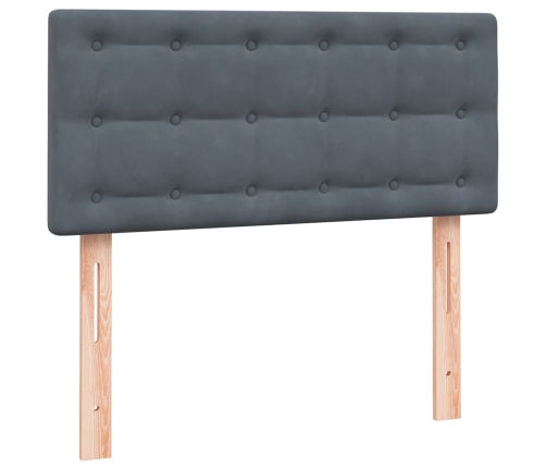 Cama box spring con colchón terciopelo gris oscuro 80x210 cm