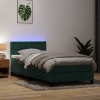 Cama box spring con colchón terciopelo verde oscuro 80x210 cm