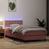 Cama box spring con colchón terciopelo rosa 80x210 cm