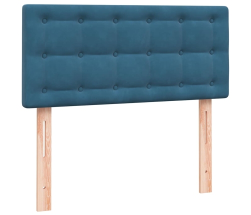 Cama box spring con colchón terciopelo azul oscuro 90x210 cm