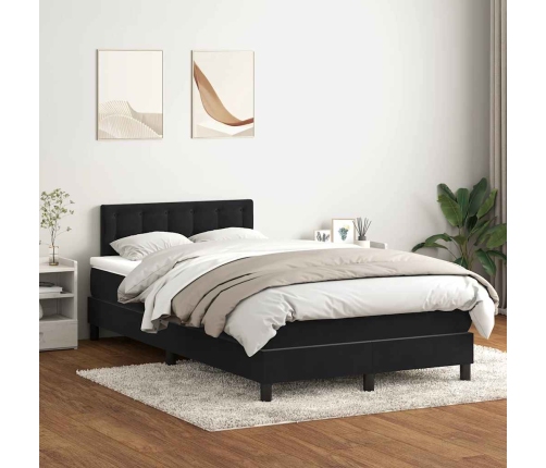 Cama box spring con colchón terciopelo negro 120x210 cm