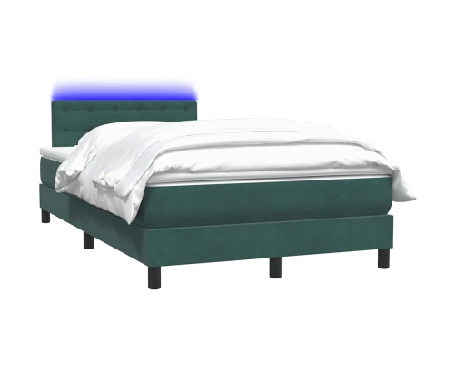 Cama box spring con colchón terciopelo verde oscuro 120x210 cm