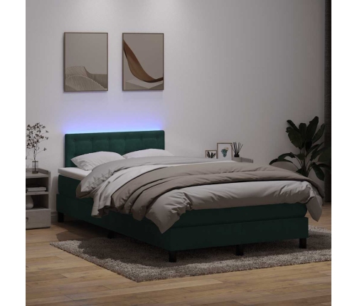 Cama box spring con colchón terciopelo verde oscuro 120x210 cm