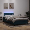 Cama box spring con colchón terciopelo azul oscuro 120x210 cm