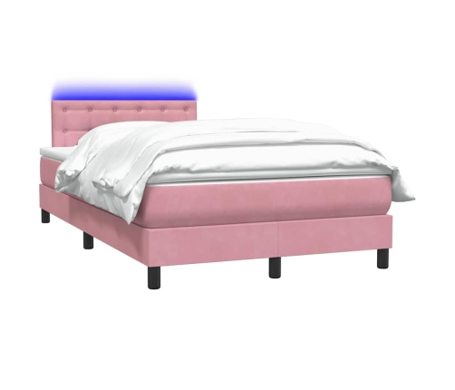 Cama box spring con colchón terciopelo rosa 120x210 cm