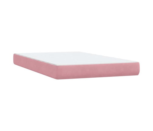 Cama box spring con colchón terciopelo rosa 120x210 cm