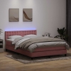 Cama box spring con colchón terciopelo rosa 140x210 cm