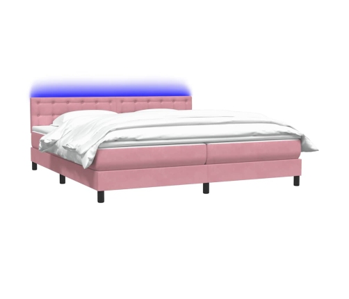 Cama box spring con colchón terciopelo rosa 180x210 cm