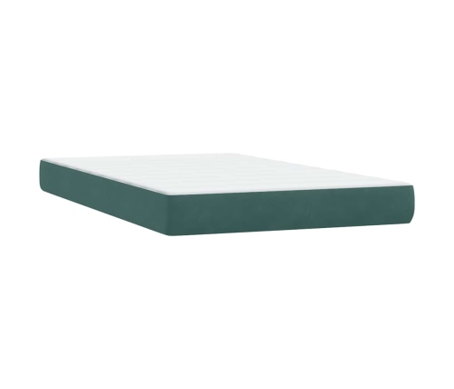 Cama box spring con colchón terciopelo verde oscuro 120x220 cm