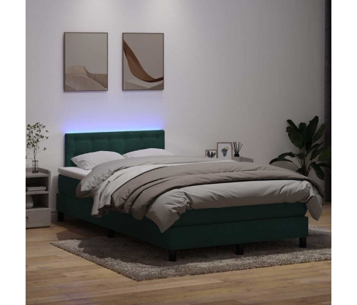 Cama box spring con colchón terciopelo verde oscuro 120x220 cm