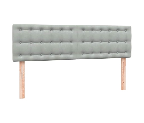 Cama box spring con colchón terciopelo gris claro 140x220 cm