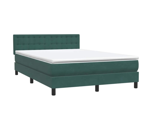 Cama box spring con colchón terciopelo verde oscuro 140x220 cm