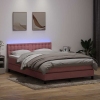 Cama box spring con colchón terciopelo rosa 140x220 cm