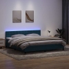 Cama box spring con colchón terciopelo azul oscuro 180x220 cm